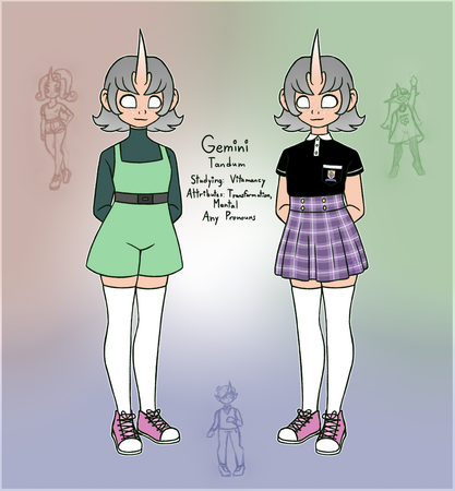 Gemini (No shading, simple reference sheet)